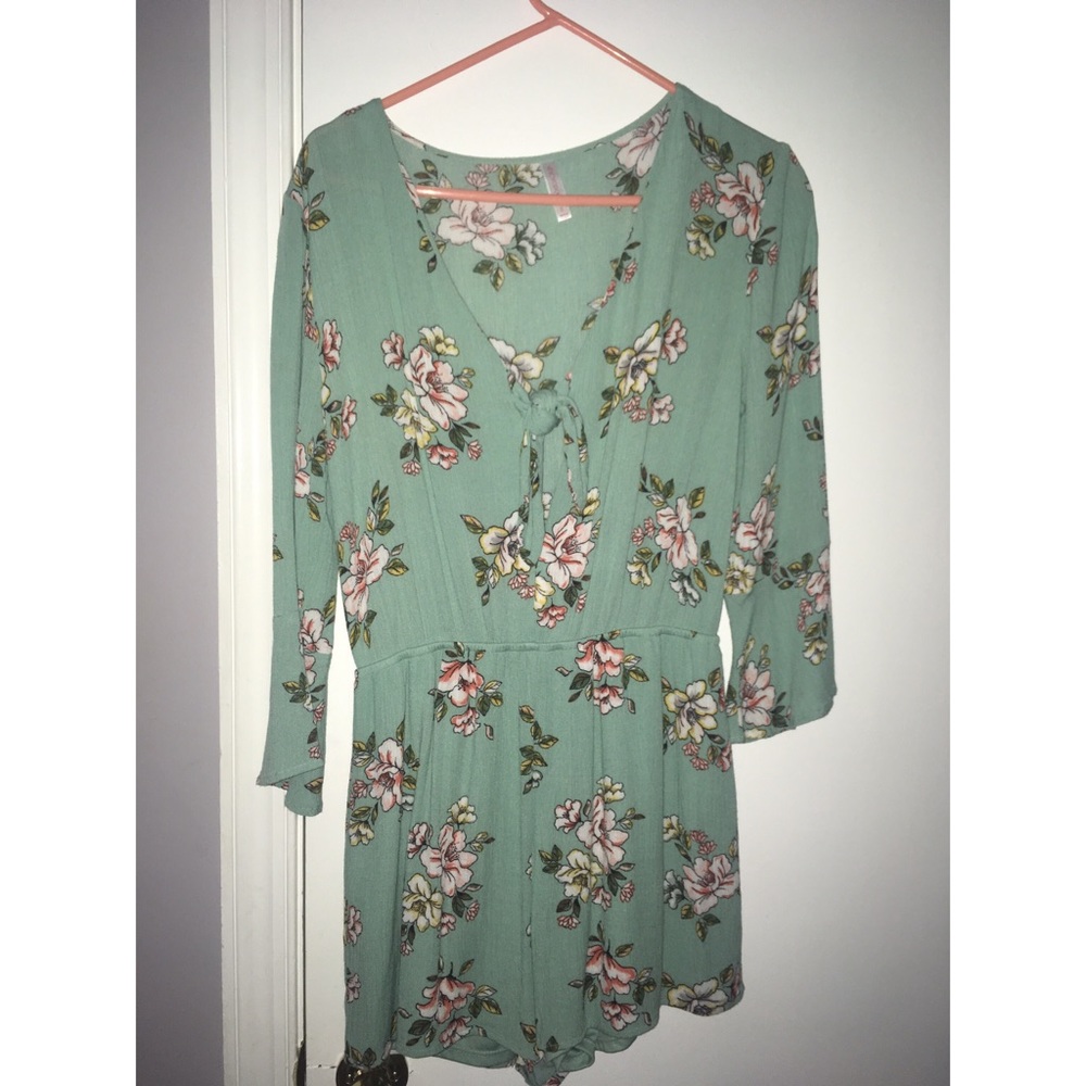 Teal Floral Romper